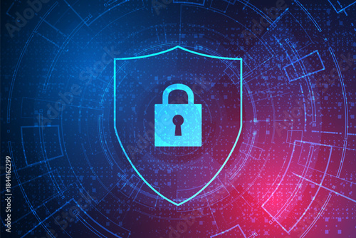 Cyber security technology concept , Shield With Keyhole icon , personal data , vector illustration.	
