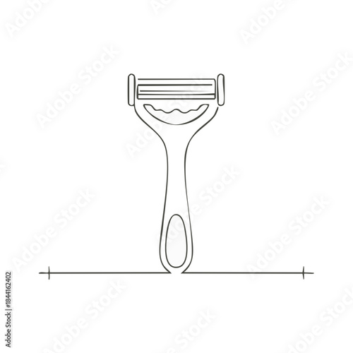 Contour Line Style Illustration of a Razor Tool for Shaving and Grooming Hair