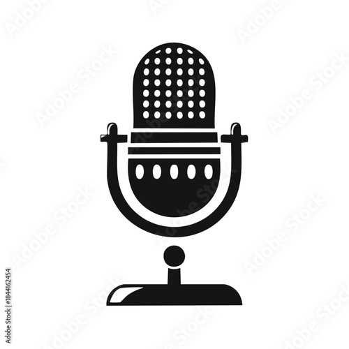 Retro Microphone Illustration in Black and White Audio Recording Equipment