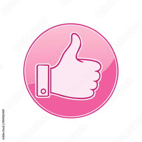Pink Thumbs Up Icon for Approval or Recommendation Concept Design Element