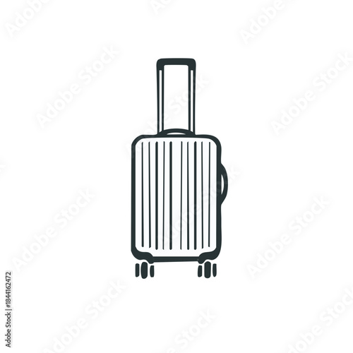 Rolling suitcase vector illustration baggage for travel and vacation