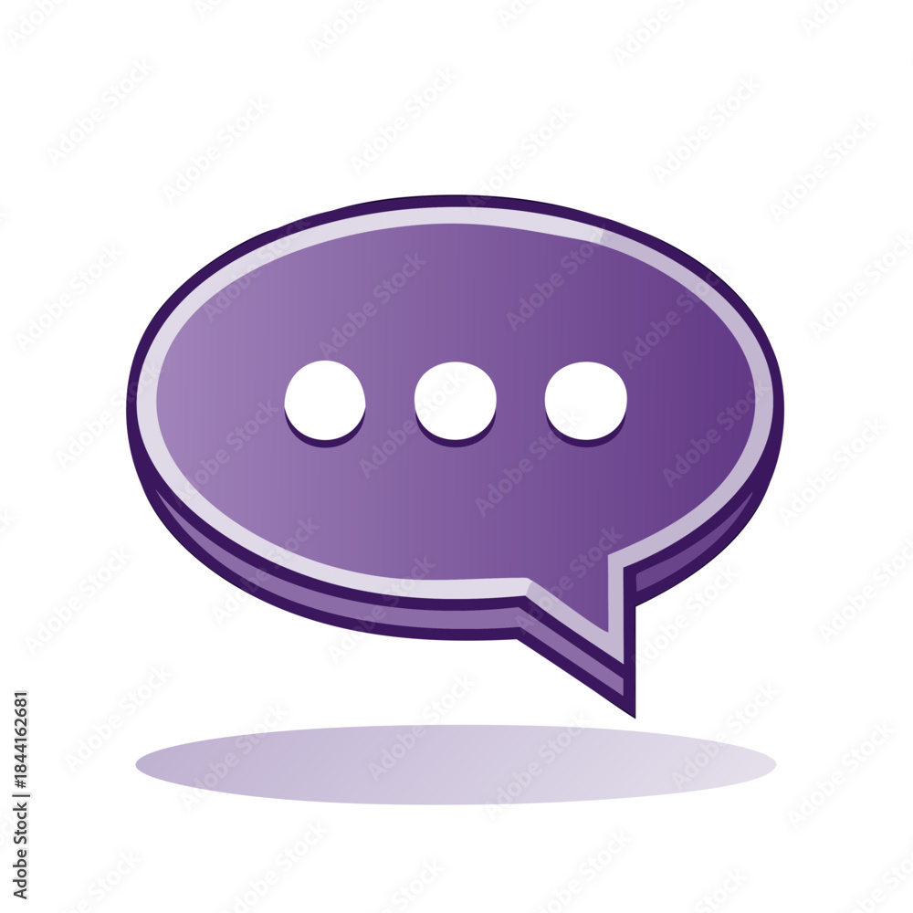 Fototapeta premium Purple Speech Bubble Icon with Three Dots for Communication and Chat Apps