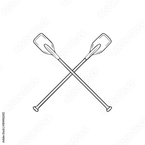 Crossed Paddle: Vintage Sketch of Water Sport Equipment for Rowing or Kayaking Design Elements