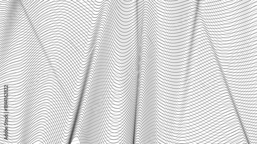 Abstract wave lines black on white background.