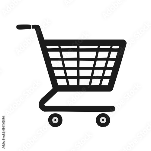 Shopping cart vector illustration. Simple supermarket trolley icon. Retail basket for online store or grocery shop isolated.