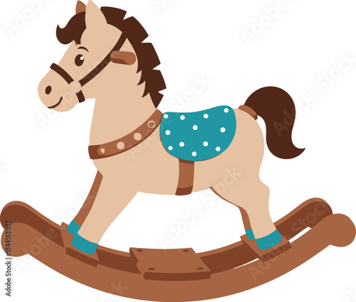 A charming illustration of a classic wooden rocking horse a nostalgic childhood toy