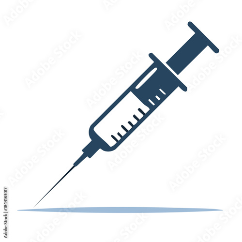 Injection Syringe Icon, Medical Procedure, Healthcare Treatment, Vaccination Instrument, Hypodermic Needle Symbol, Intravenous Drug Administration, Clinical Care Equipment