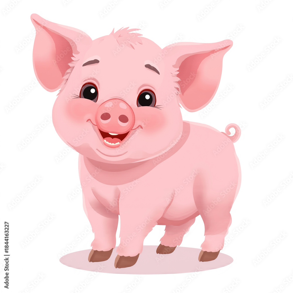 Fototapeta premium Cute Happy Pig Cartoon Character