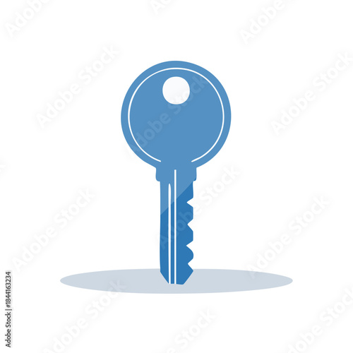 Single key in blue a security symbol and protection for house apartment car or safety