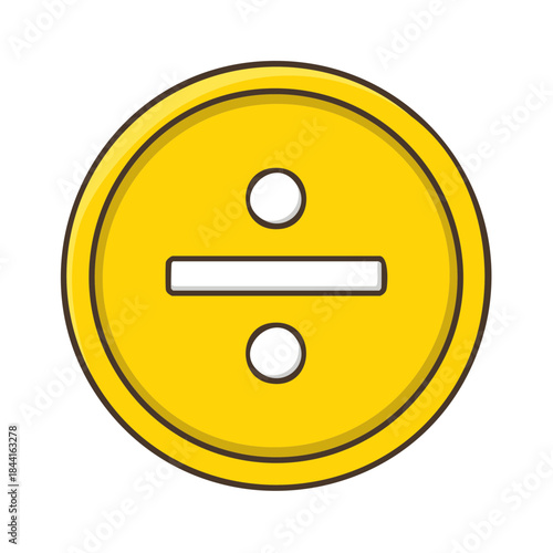 Yellow Division Symbol Icon Vector Round Dividing Math Operations Sign Simple
