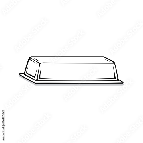 Simple outline drawing of gold bar, ingot, precious metal, valuable asset, investment symbol isolated on white