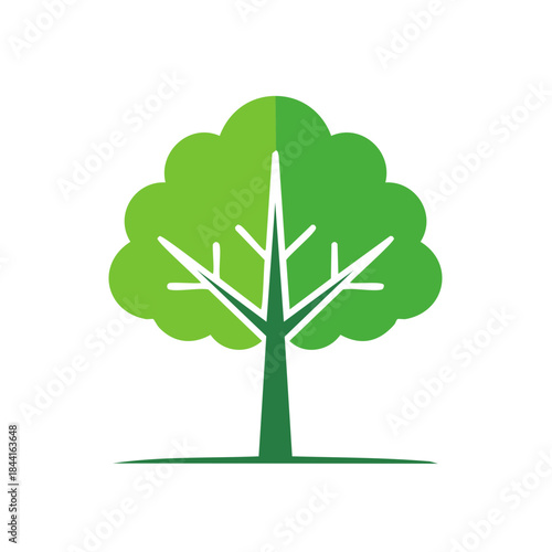 Stylized Green Tree Icon Isolated Plant Sign Forest Symbol Nature Graphic Conservation Ecology Logo Design Flat Design Element