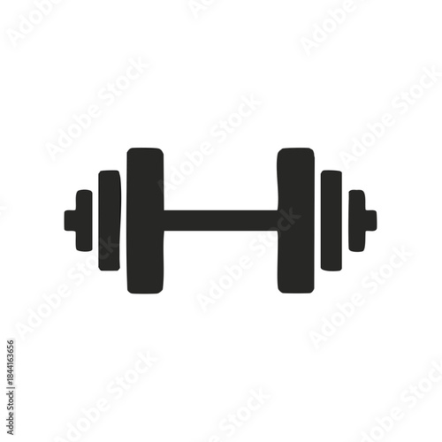 Minimalist dumbbell weight illustration for fitness, workout, gym, powerlifting, and strength training concepts in black and white