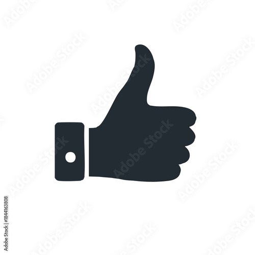 Hand gesture of positive approval, thumbs up indicating agreement or success, minimal vector icon isolated on white.
