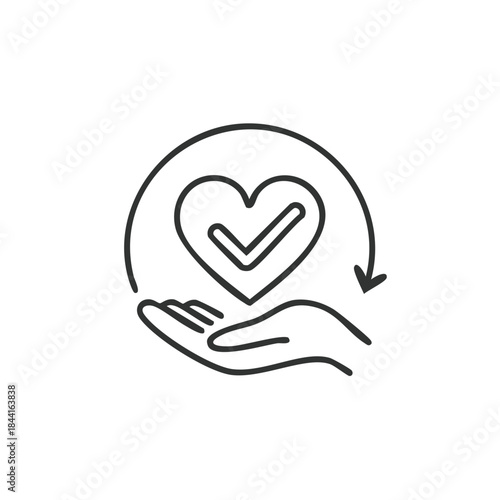 Heart Confirmation in Hand Illustration Showing Approval and Quality Assurance