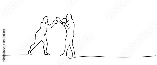 men boxing two boxers Punching fighting on practice 
