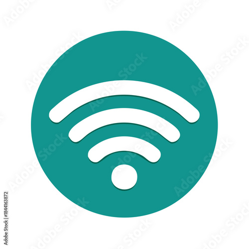 White WiFi Signal Icon Inside a Teal Circle, Connectivity Wireless Technology