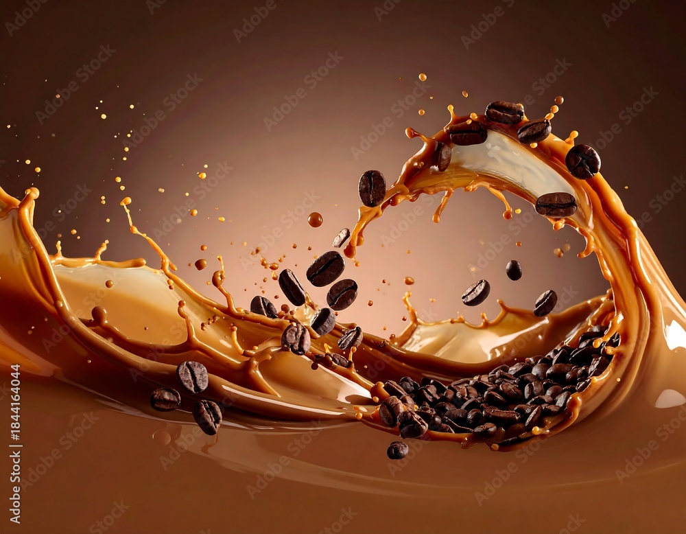 custom made wallpaper toronto digitalDynamic splash of coffee drink with scattered beans against a warm backdrop