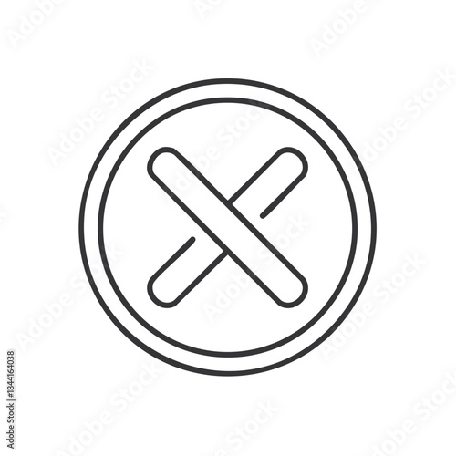 Cancel icon line drawing showing a circle around an x mark representing deletion or closure