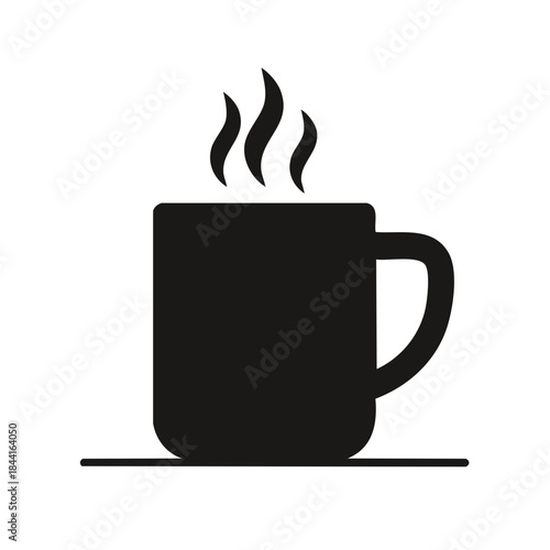 Steaming hot beverage served in a mug. Perfect for coffee, tea, or cozy moments on a saucer in simple vector illustration.