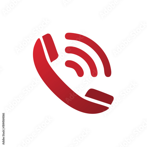 Red Phone Icon Communication Waves Call Center Hotline Connection Graphic Sign Symbol Pictogram Illustration