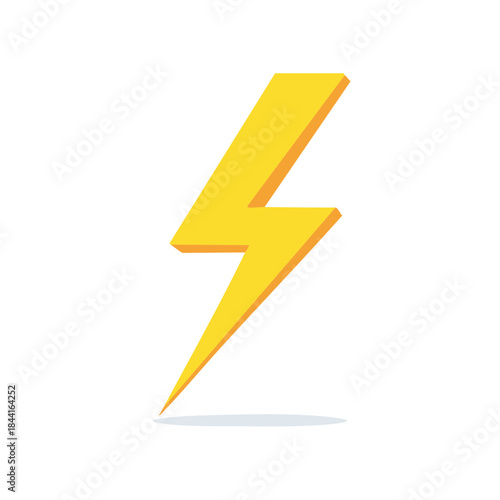 Yellow lightning bolt illustration energy power icon electric charge symbol danger warning safety sign for storm weather cartoon