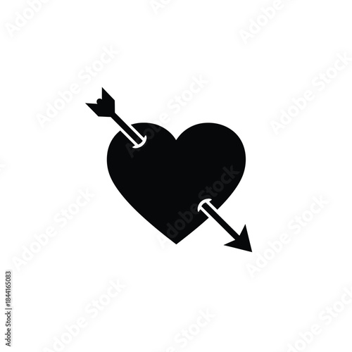 Black heart pierced by arrow silhouette