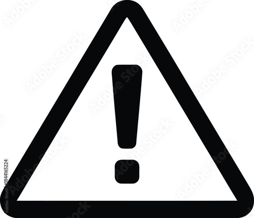 Warning vector symbol with exclamation mark inside a triangle indicating caution or danger