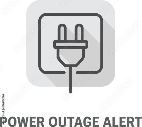 Electrical power plug and socket vector icon in a rounded square for outage alert applications