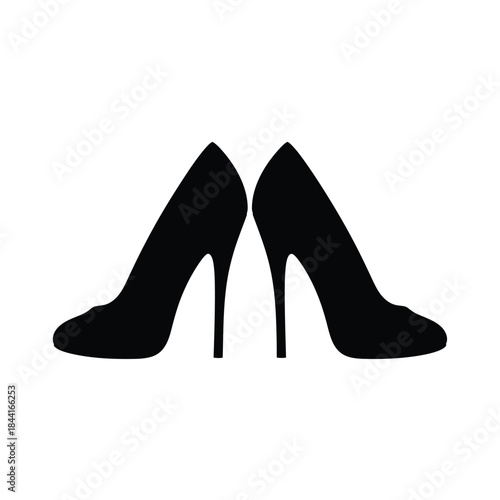 Elegant black high heel shoes silhouette