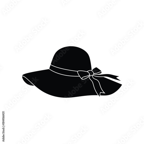Elegant wide brimmed hat silhouette with bow