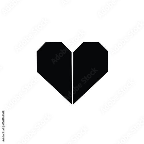Geometric origami heart silhouette