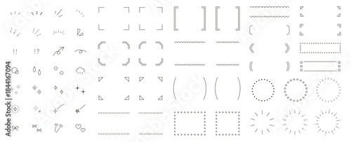 シンプルなフレームと飾りアイコンのイラストセット