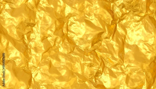 Wallpaper Mural Seamless gold leaf background texture. Shiny golden yellow crumpled metallic foil repeat pattern. Modern abstract luxury gilded age wallpaper. Christmas glitter decoration backdrop. 3D rendering Torontodigital.ca