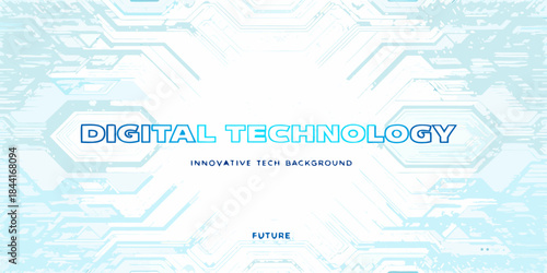 Abstract digital technology background with hexagonal patterns and light blue hues