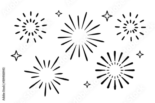 firework display vector set of bursts and stars for celebration