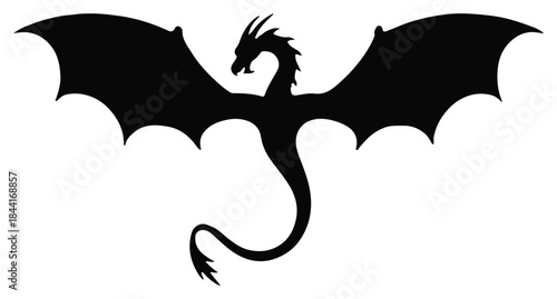 dragon vector silhouette mythical winged creature for fantasy design
