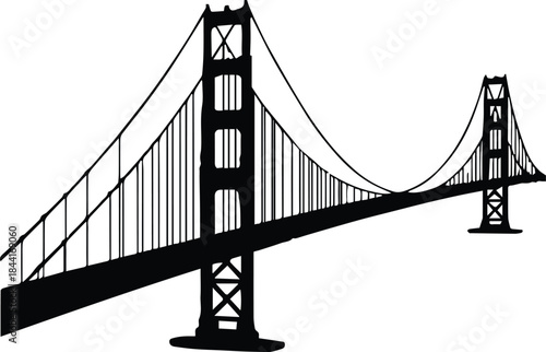 bridge silhouette suspension landmark vector urban skyline clipart