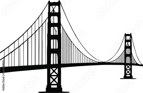 bridge silhouette suspension landmark vector cityscape icon art