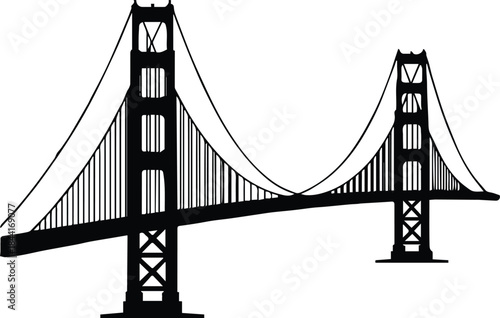 bridge silhouette suspension landmark vector skyline architecture