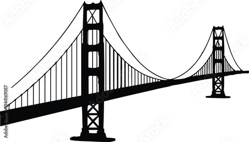 bridge silhouette suspension landmark vector illustration isolated