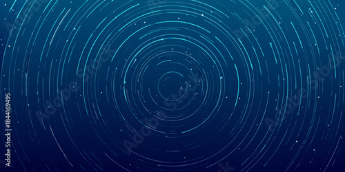 Abstract blue concentric circles with scattered sparkles create a calming background