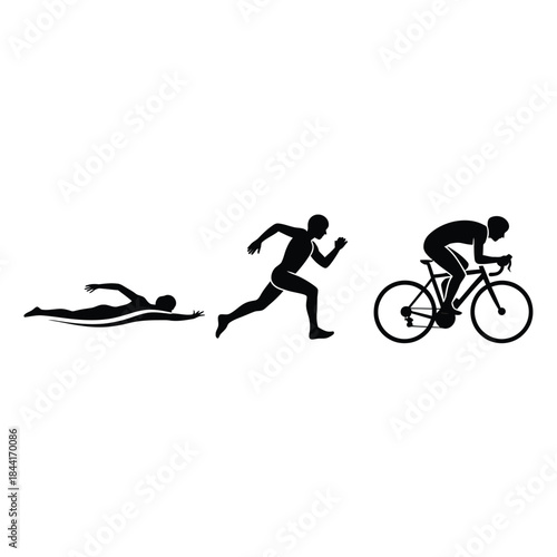 Evolution of athletic disciplines swimming running and cycling progression