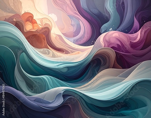 Wallpaper Mural Flowing, colorful abstract art in soft watercolor textures Torontodigital.ca
