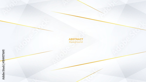 Abstract Modern White and Gold Luxury Background with Paper Cut Style, Elegant Geometric Design