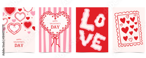 cute valentine card invitation with heart,love,bow,ribbon
