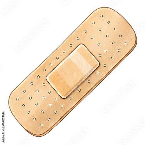 Watercolor Tan Adhesive Bandage isolated on a transparent background