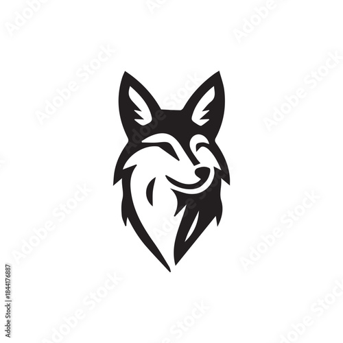 Minimalist coyote logo on a white background.