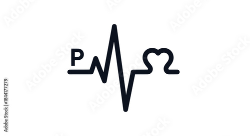 Simple Black and White Heartbeat Medical Symbol Design.