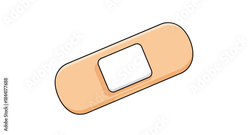 Cartoon Style Adhesive Bandage with White Pad.